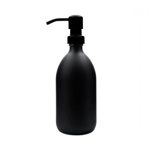 KUISHI / Skleněný zásobník na mýdlo s pumpičkou Matte Black 500 ml