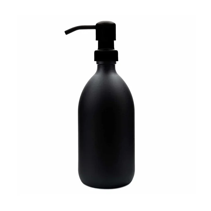 KUISHI / Sklenený zásobník na mydlo s pumpičkou Matte Black 500 ml