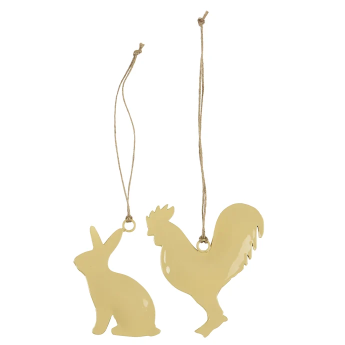 IB LAURSEN / Kovová velikonoční ozdoba Bunny/Rooster Wheat Straw