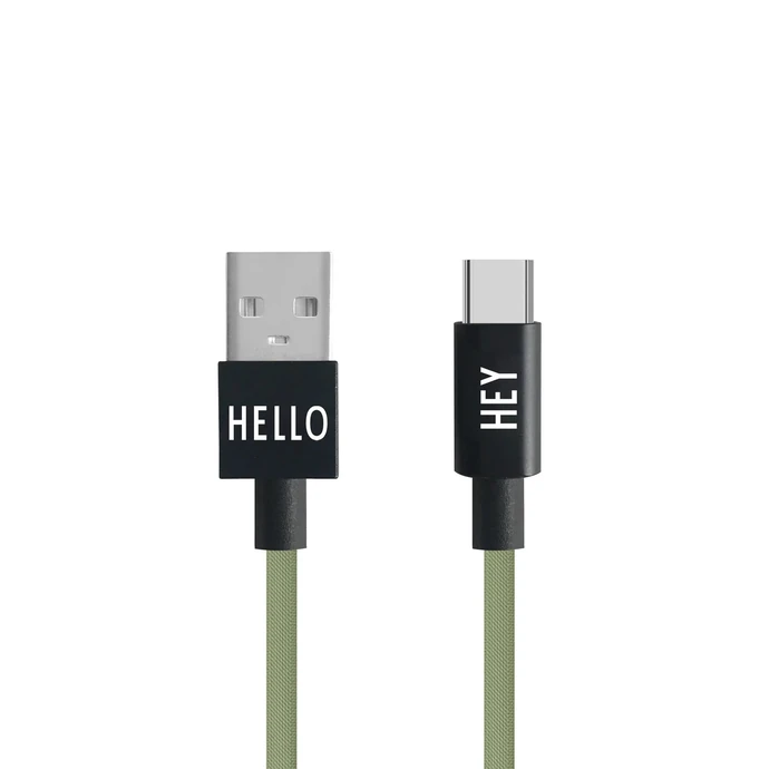 DESIGN LETTERS / Textilní kabel USB-C Forest Green 1 m