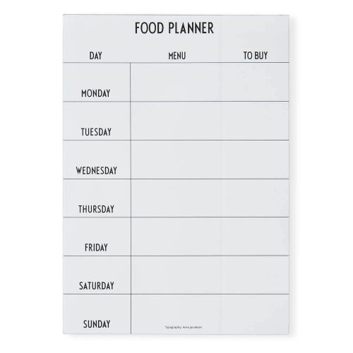 DESIGN LETTERS / Týdenní plánovač jídla White