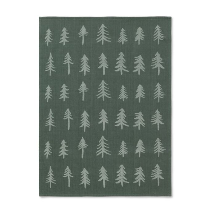 ferm LIVING / Vianočná bavlnená utierka Dark Green Tree