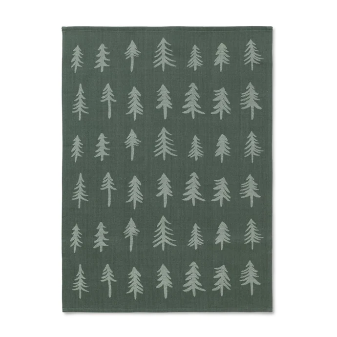 ferm LIVING / Vianočná bavlnená utierka Dark Green Tree