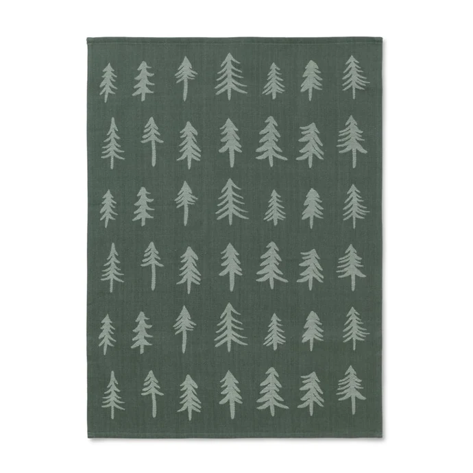Ferm Living / Vianočná bavlnená utierka Dark Green Tree