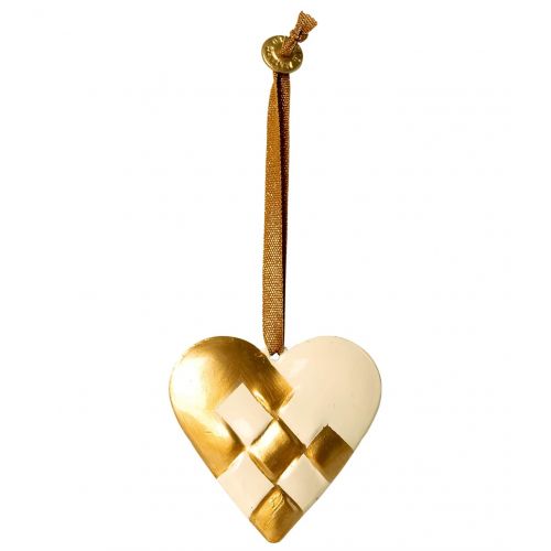 Maileg / Závesná vianočná ozdoba Braided Heart Gold