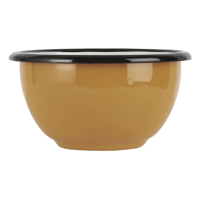 Ib Laursen / Smaltovaná miska Yellow/White 10,5 cm