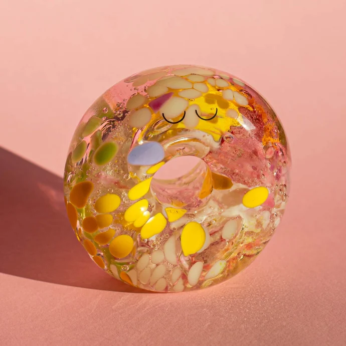 Studio Arhoj / Skleněná figurka Crystal Blob Sleepy Colorful Donut