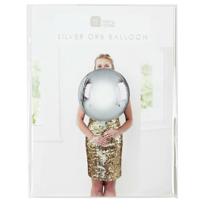 Talking Tables / Nafukovací balón Silver ⌀ 38 cm