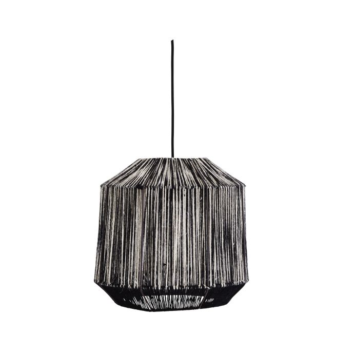 MADAM STOLTZ / Závěsná lampa Black/White Jute