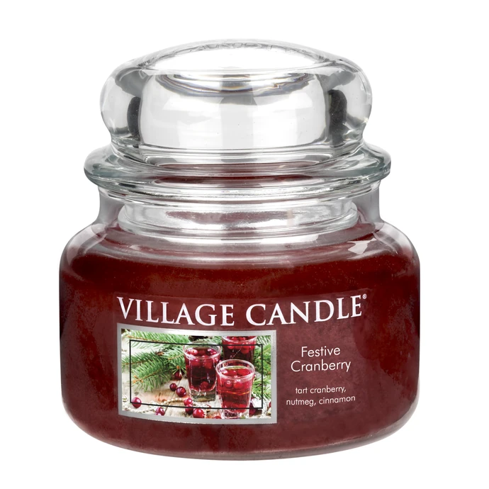 VILLAGE CANDLE / Sviečka v skle Festive Cranberry - malá