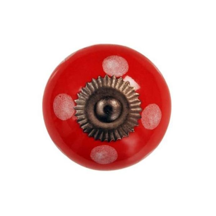 La finesse / Porcelánová úchytka Red/White dots