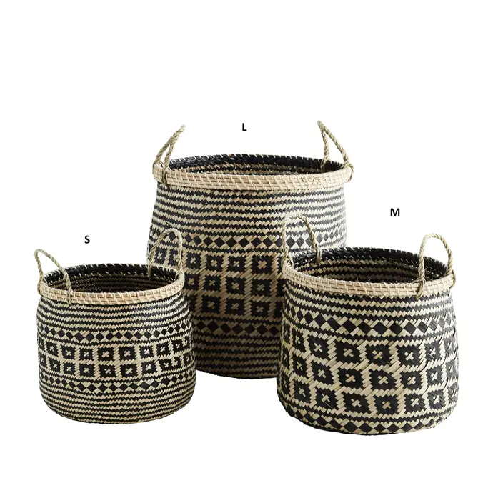 MADAM STOLTZ / Koš s geometrickým vzorem Seagrass Baskets