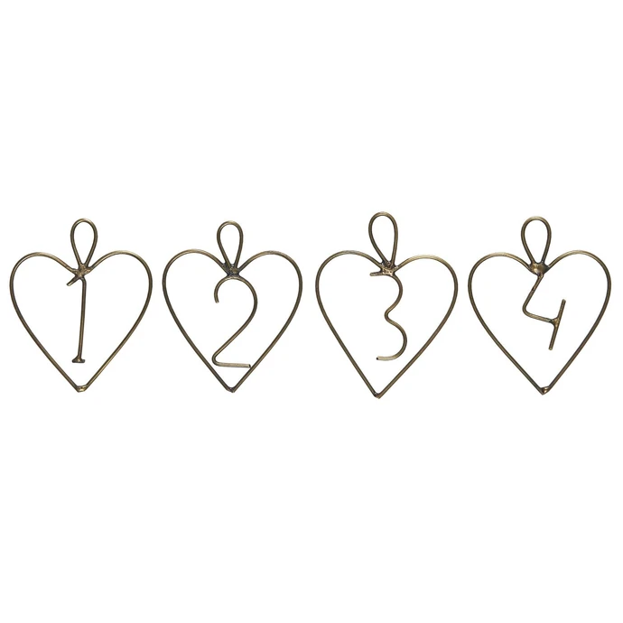 IB LAURSEN / Kovové štítky na adventný veniec Heart Gold 1-4