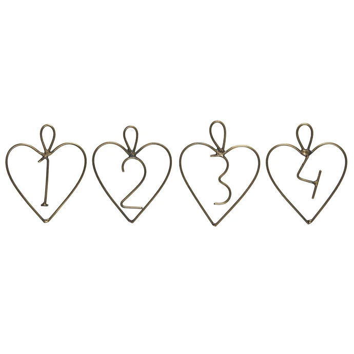 Ib Laursen / Kovové štítky na adventní věnec Heart Gold 1-4
