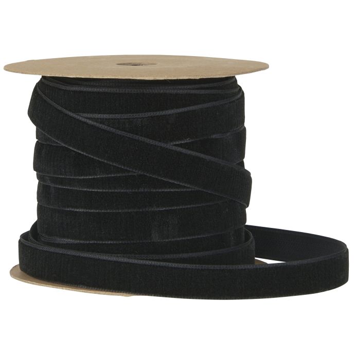 IB LAURSEN / Zamatová stuha na špulke Black - 10 m