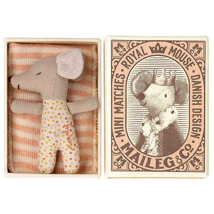 Maileg / Myší miminko v krabičce Sleepy/Wakey Baby Mouse - Rose