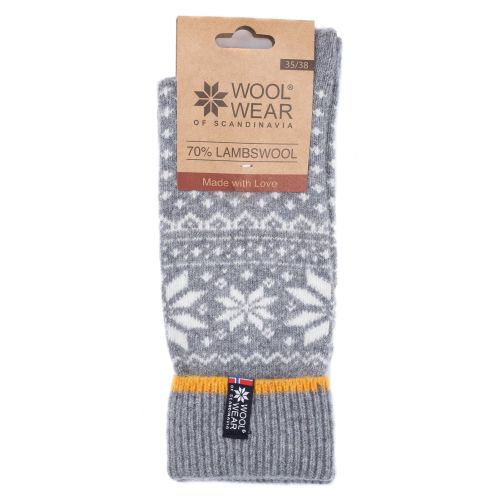 Charm Scandinavien ApS / Vlnené ponožky Grey/White Snowflakes no. 47