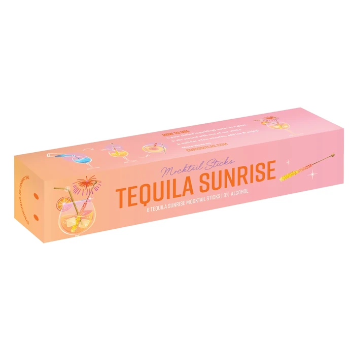 The Cabinet of CURIOSITEAS / Dřevěné míchátko s cukrovými krystaly Tequila Sunrise – set 6 ks