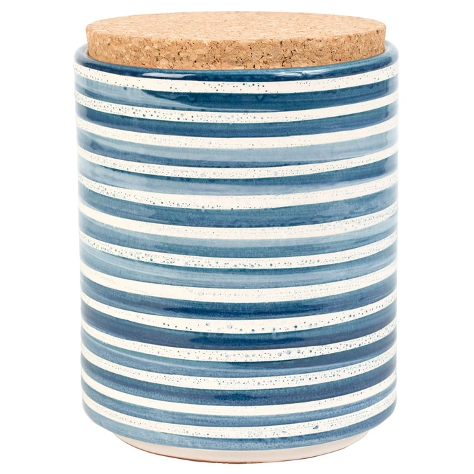 CÔTÉ TABLE / Keramická dóza s korkovým viečkom Blue Stripes