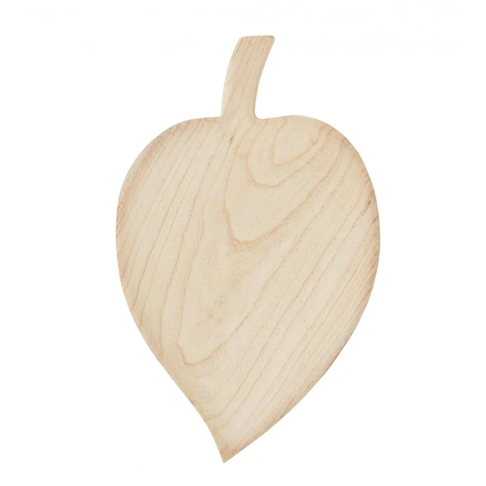 MADAM STOLTZ / Dřevěný servírovací talíř Leaf Wood 52 cm