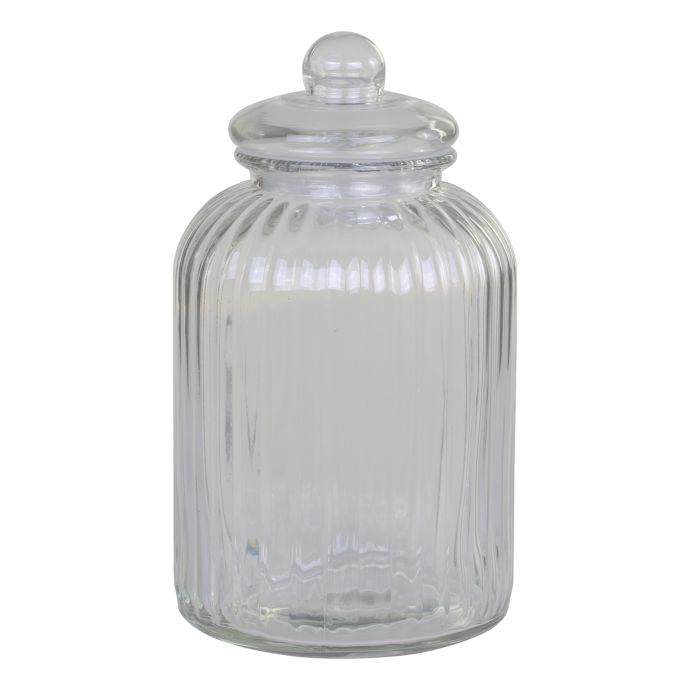 Chic Antique / Sklenená úložná dóza Grooves Clear 4,6 l