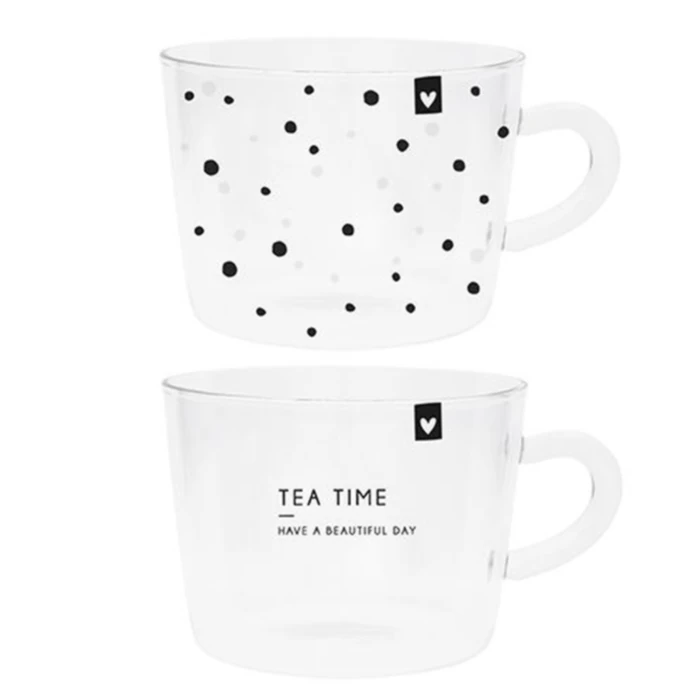 Bastion Collections / Sklenený hrnček Dots & Tea Time 300 ml
