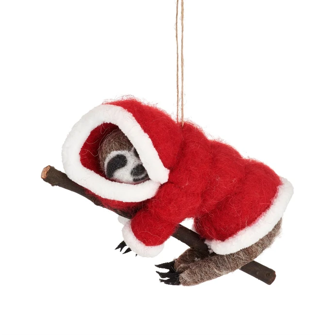 sass & belle / Plstená vianočná ozdoba Sloth in Puffer Jacket