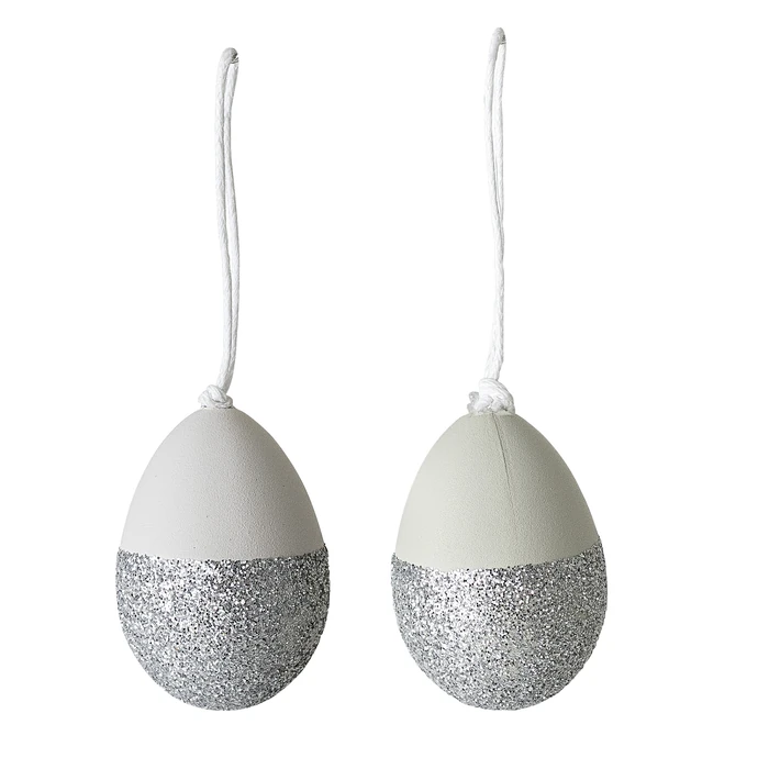 Bloomingville / Mini velikonoční vajíčka Silver glitter - set 2 ks