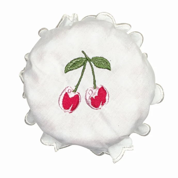 GREEN GATE / Bavlnený klobúčik na pohár Cherry Berry White