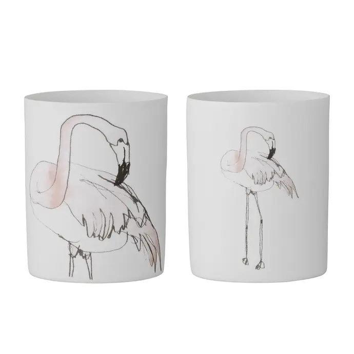 Bloomingville / Porcelánový svícen Flamingo