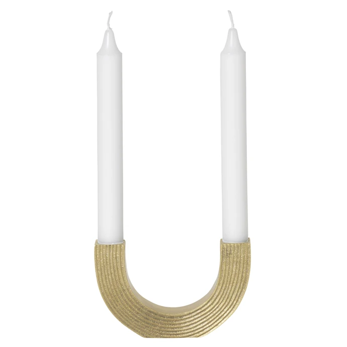 ferm LIVING / Dizajnový mosadzný svietnik na dve sviečky Arch Gold