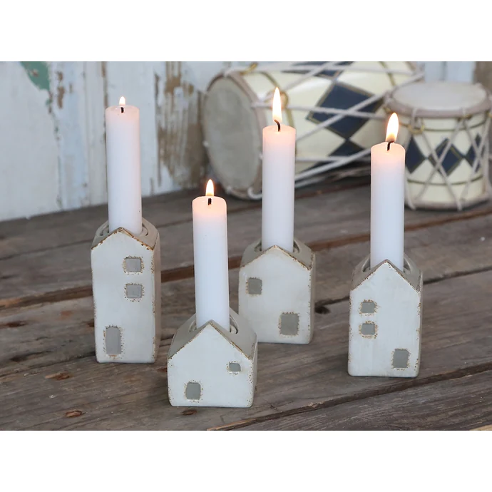 Chic Antique / Adventné svietniky Candlestick Houses set 4 ks
