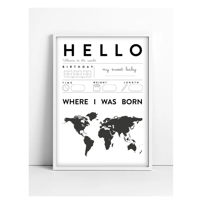 TELLKIDDO / Čiernobiely plagát Hello Baby A3