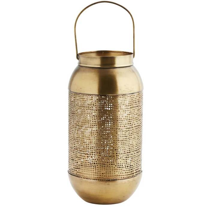 MADAM STOLTZ / Kovový lampáš Antique Brass Perforated