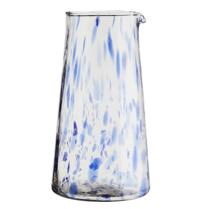 MADAM STOLTZ / Skleněný džbán z brokového skla Blue/Clear 900 ml