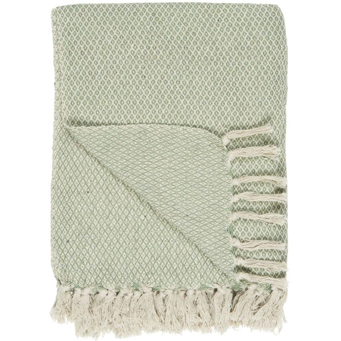 IB LAURSEN / Bavlněný pléd Cream/Green pattern 160x130