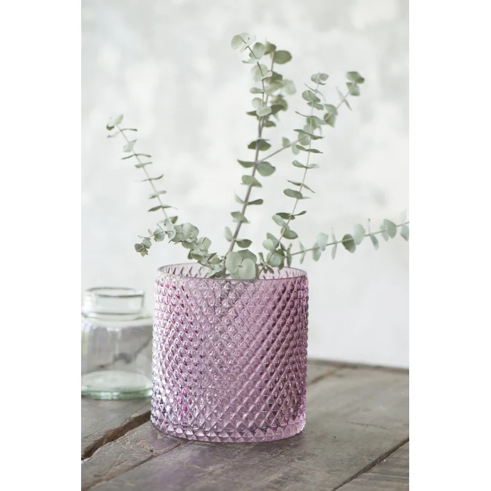 Ib Laursen / Skleněný svícen Hurricane Light Pink