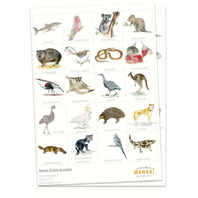 MANKAI Paper / Papierové pexeso Zvieratká Austrálie