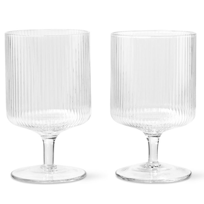 ferm LIVING / Poháre na víno Ripple Clear 270 ml - set 2 ks