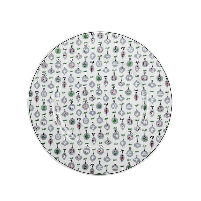Krasilnikoff / Porcelánový dezertní talíř X-mas Ornaments 20,5 cm