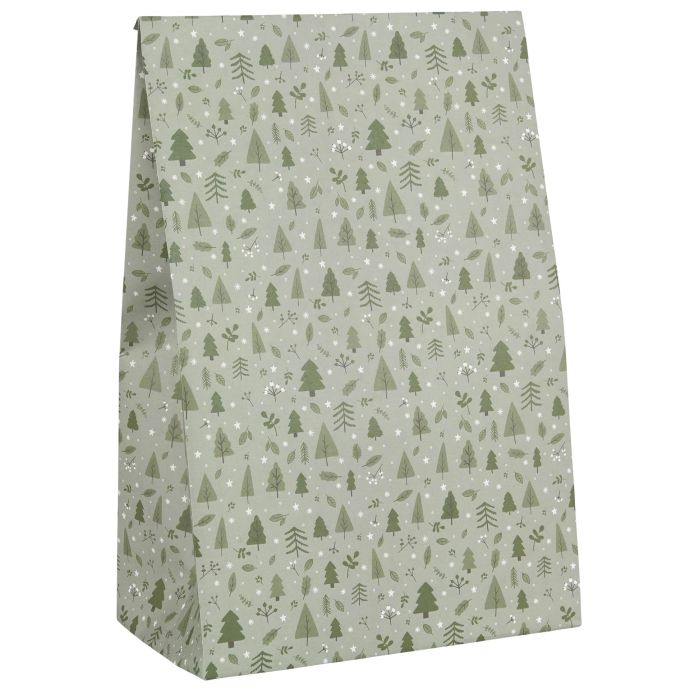 IB LAURSEN / Papierové vrecko Green Christmas Forest 28,5 cm