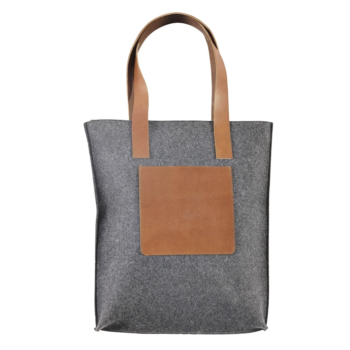 Hübsch / Vlnená taška s koženým uchom Leather