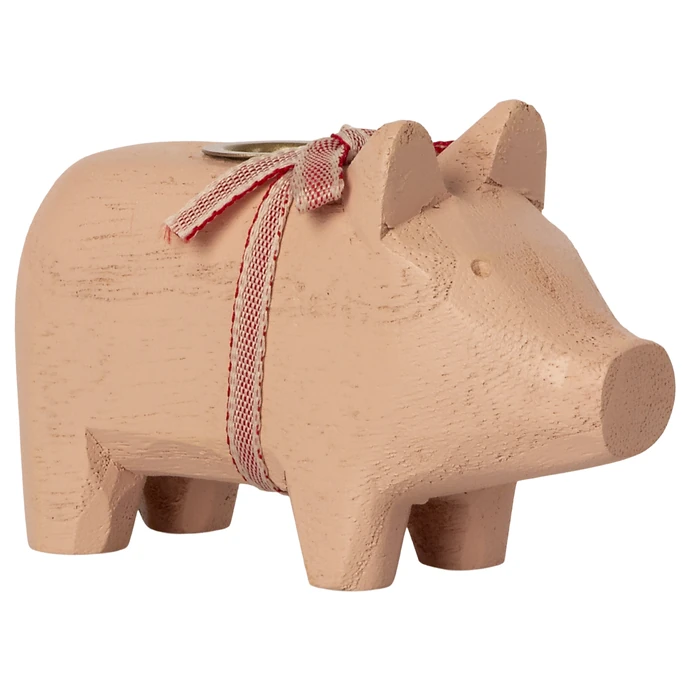 Maileg / Drevený svietnik Wooden Pig Small Powder