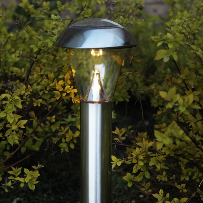 STAR TRADING / Záhradné svetlo na solárne napájanie Bollard Napoli Steel - 36 cm