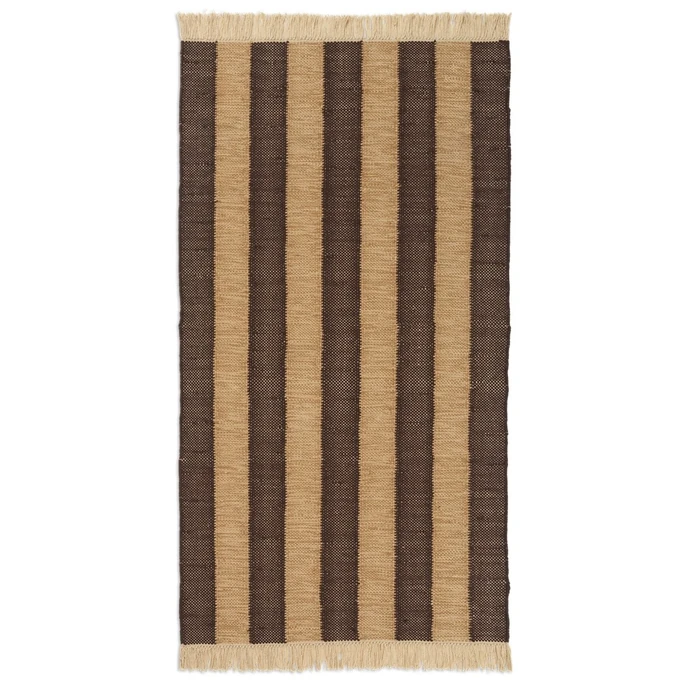 Ferm Living / Venkovní běhoun Ives Tan/Chocolate Recycled PET 80 x 140 cm