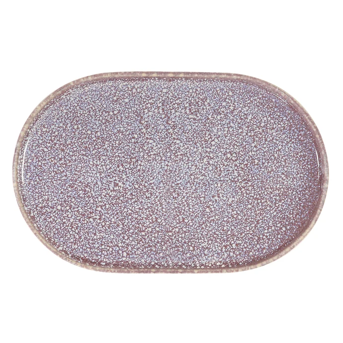 HK living / Oválny keramický tanier Lilac 23,5 cm