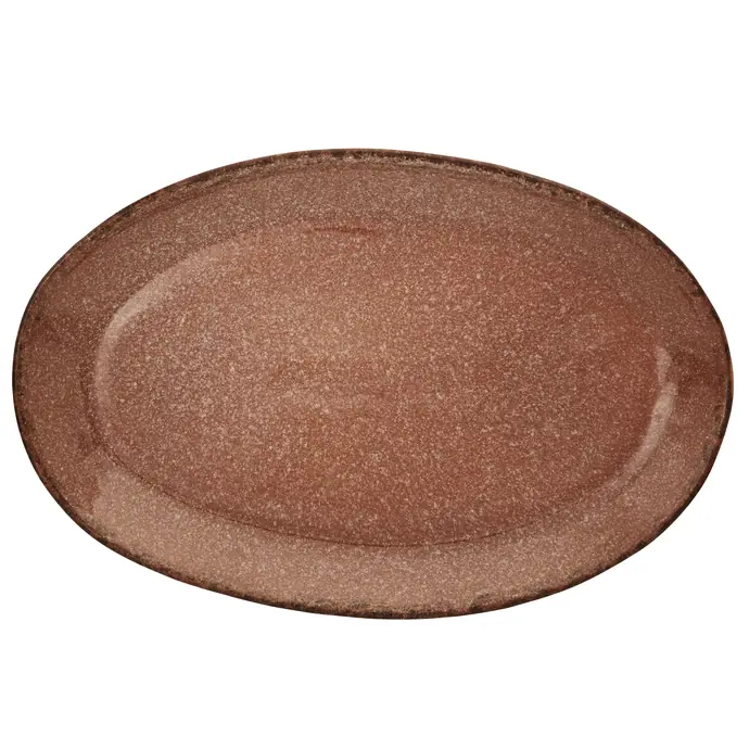MADAM STOLTZ / Oválny kameninový tanier Terracotta 33 cm