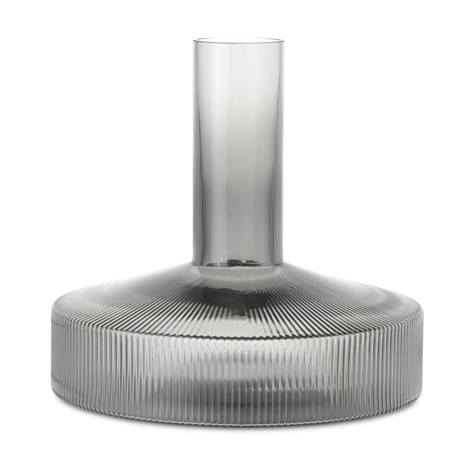Ferm Living / Skleněná karafa na víno Ripple Smoked Grey 1,1 l
