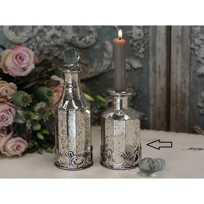Chic Antique / Dekoratívna sklenená fľaštička Antique silver - nižšia