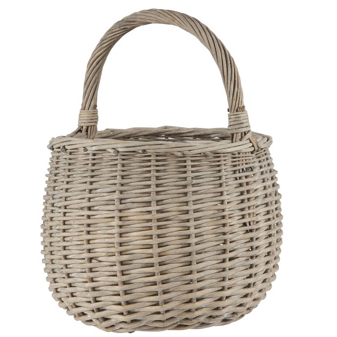 IB LAURSEN / Proutěný košík s uchem Grey Willow